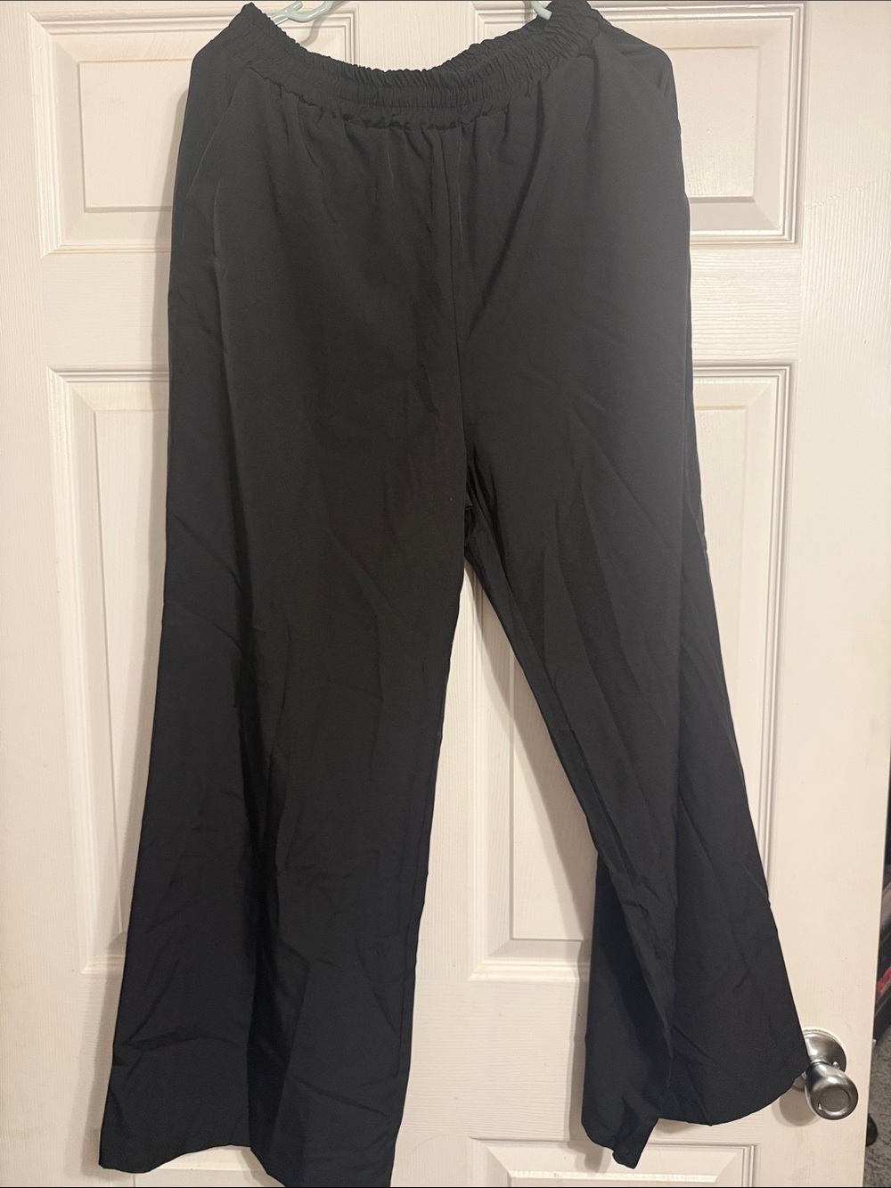 Black Wide Leg Elastic Waist Pants